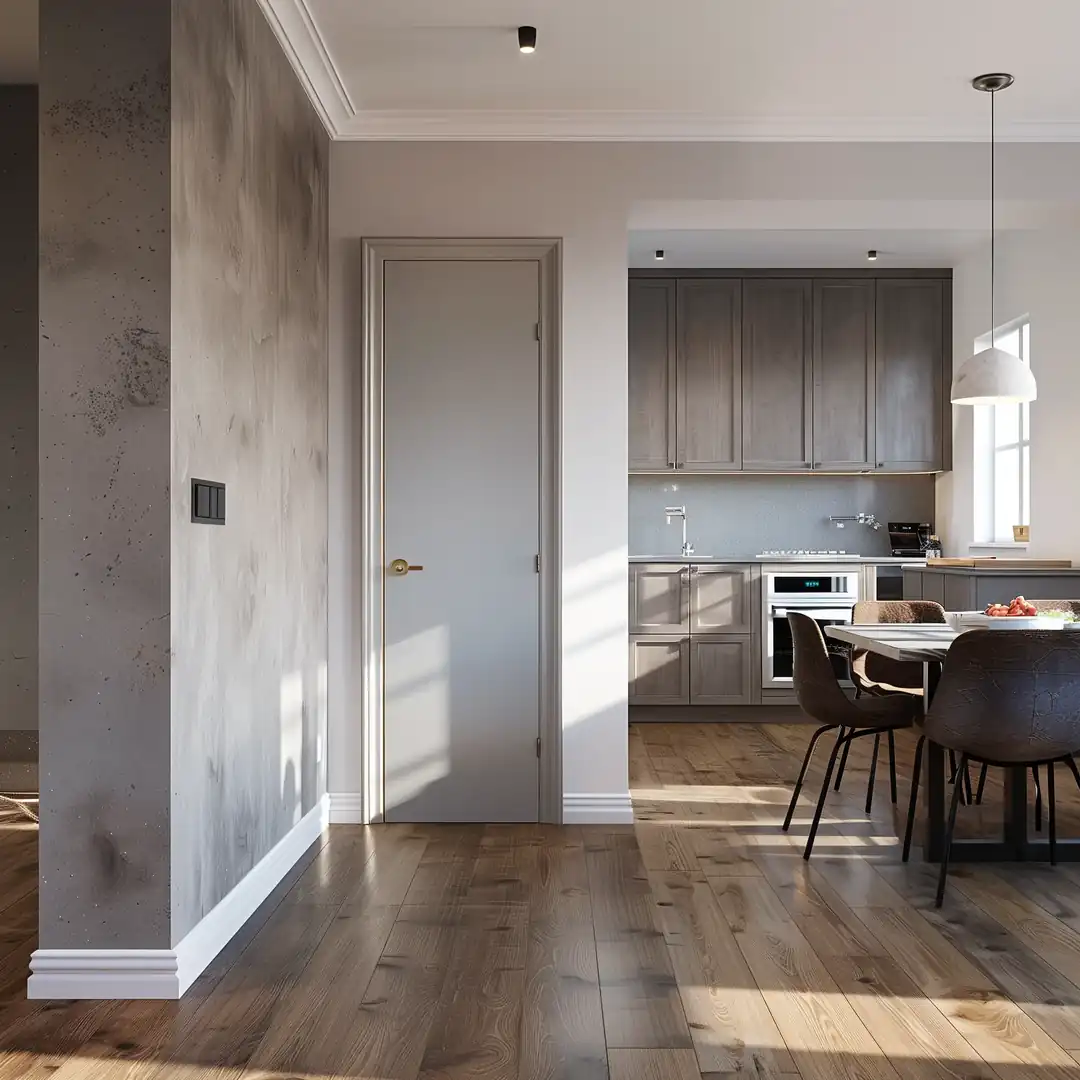 Closed-off Toronto kitchen with a load-bearing wall and narrow doorway to the dining room